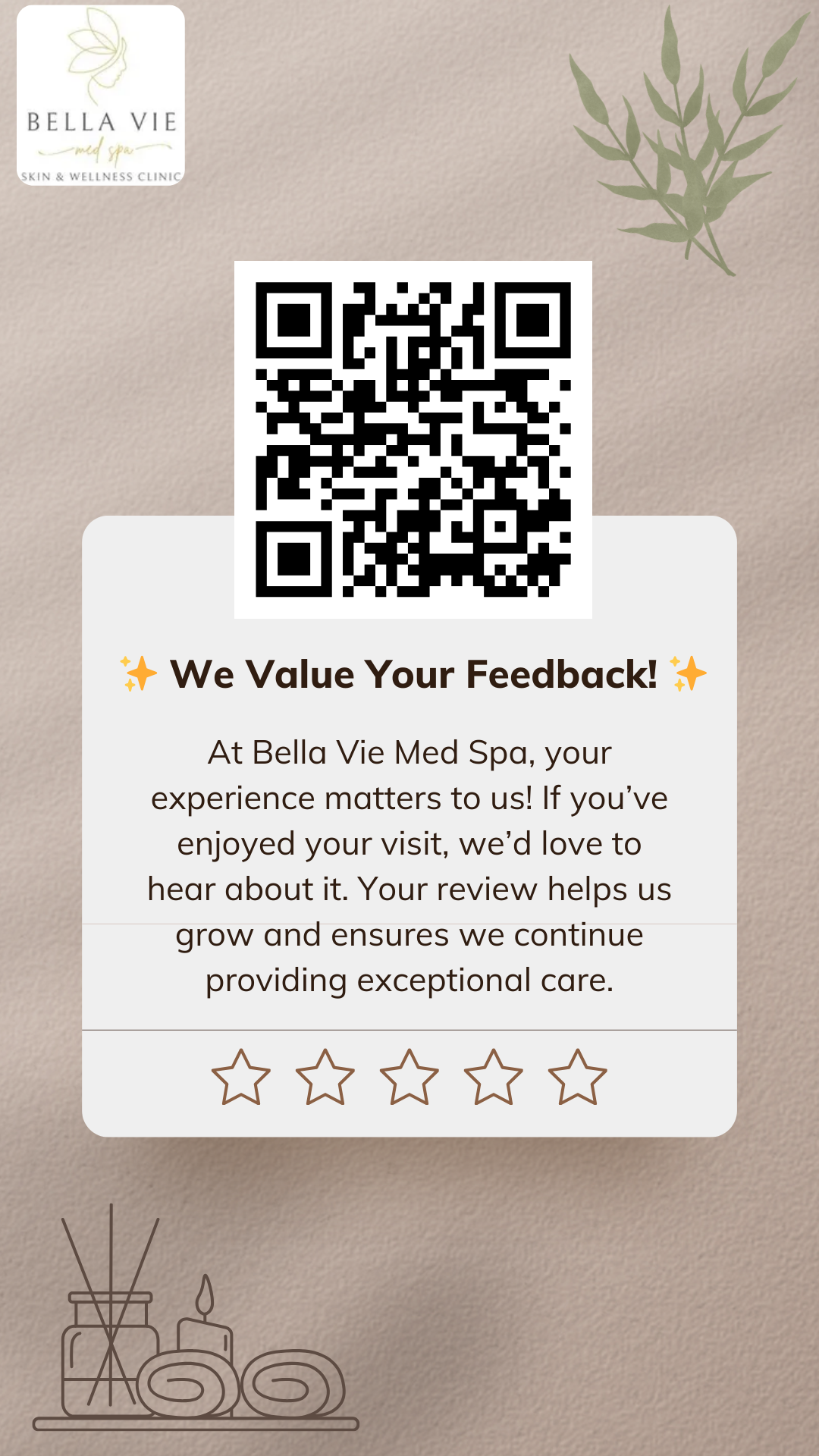 A qr code on a piece of paper that says `` we value your feedback ''.
