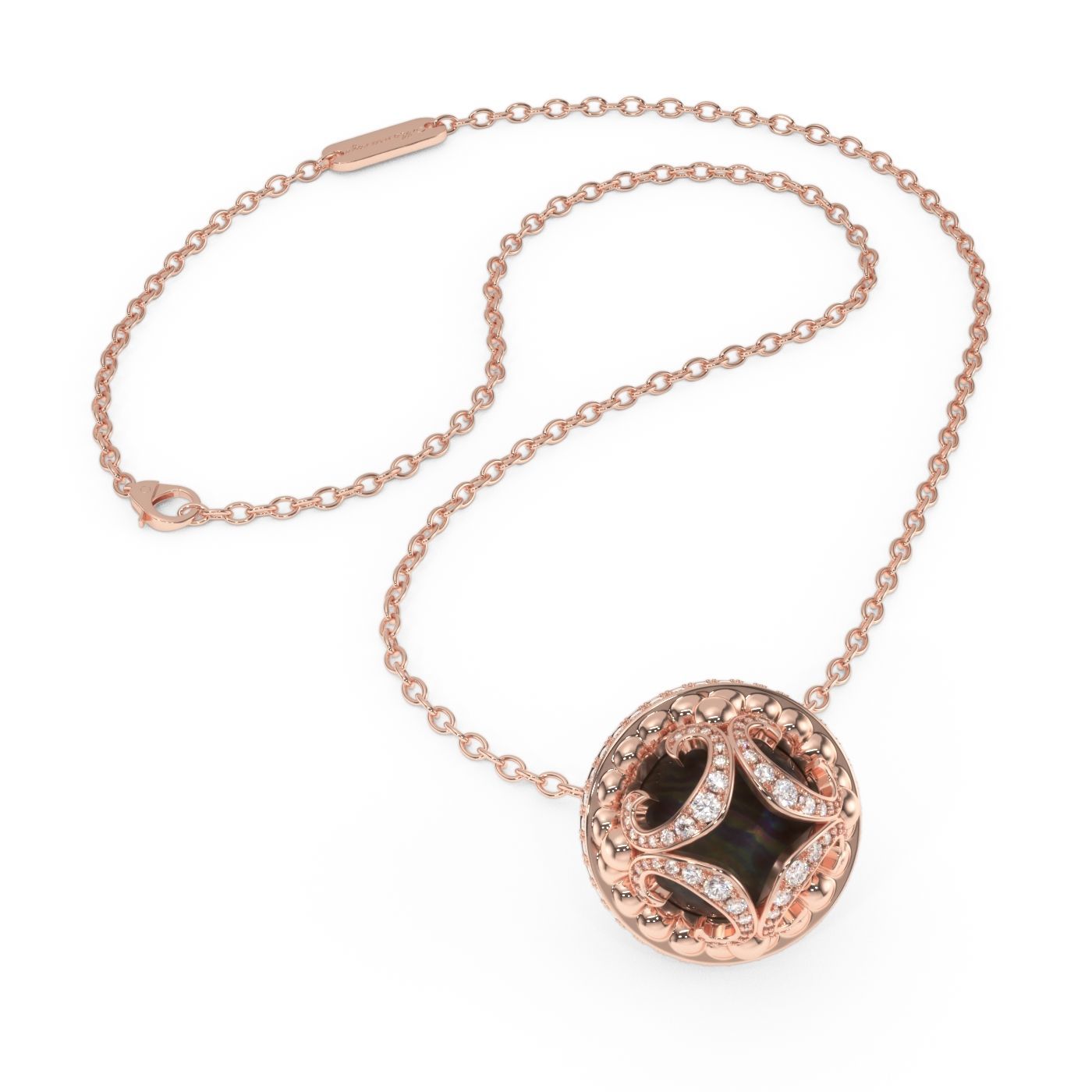 A necklace with a round pendant on a chain