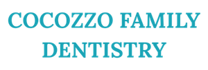 Teal text reading "COCOZZO FAMILY DENTISTRY" centered on a white background.