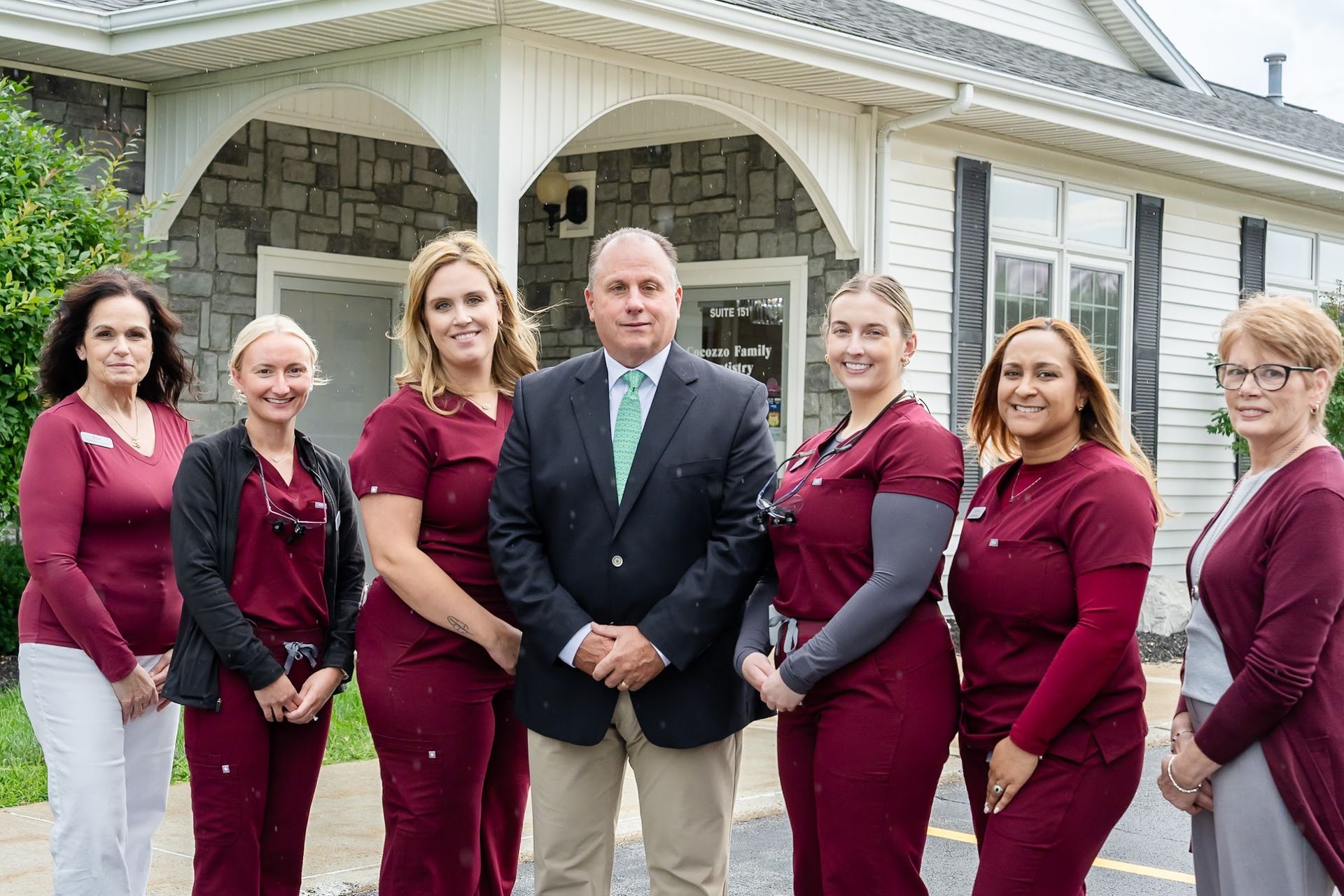 Dr. Cocozzo, Dr. Polsinello and the Cocozzo Family Dentistry team outside the office in Malta, NY