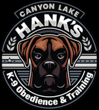 Canyon Lake Hank's K-9 Obedience and Training Logo for Hank's K-9 Obedience & Training in Canyon Lake, featuring a Boxer dog face.
