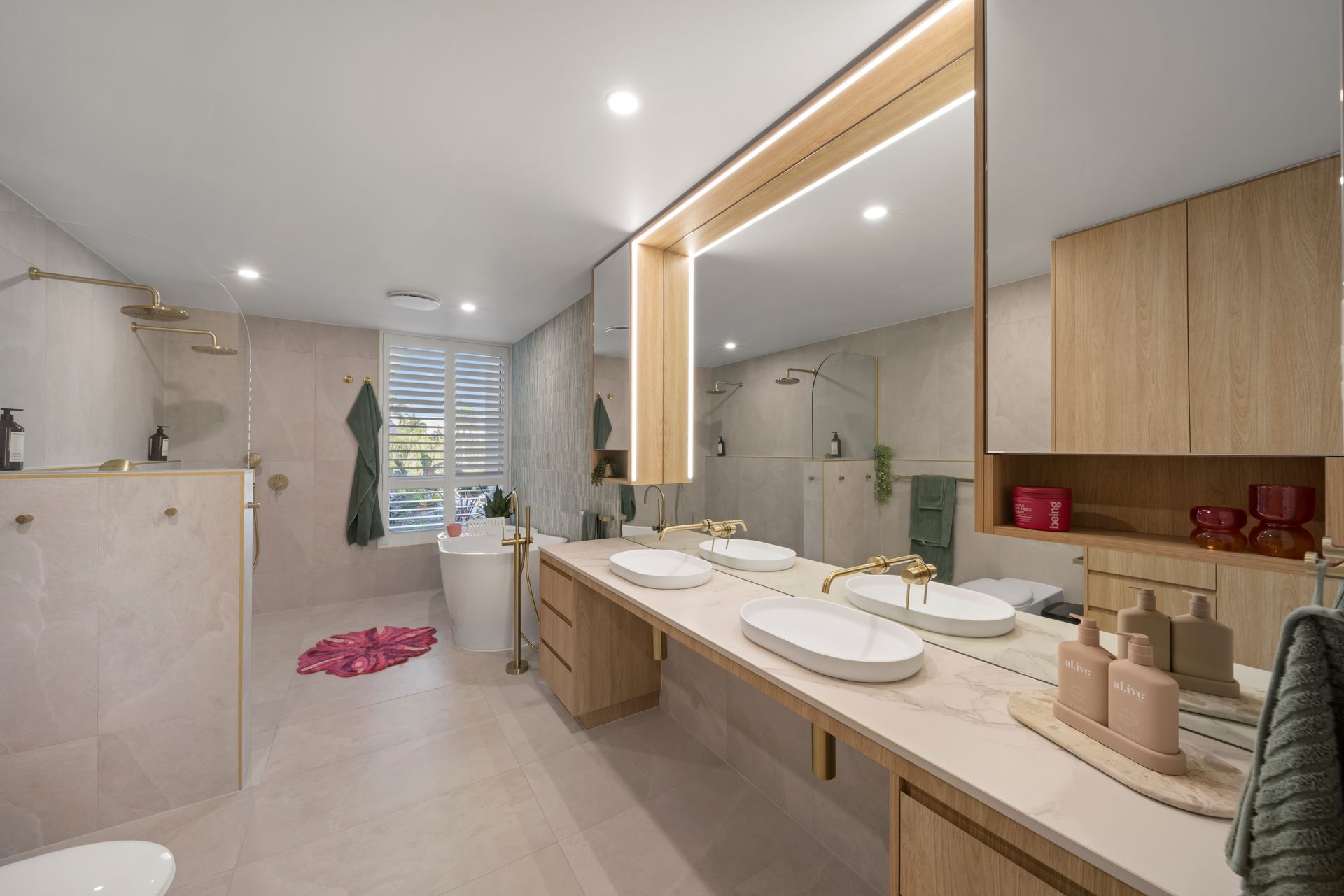 Modern Bathroom With Double Vanity — Simon Bell Constructions in Alice River, QLD