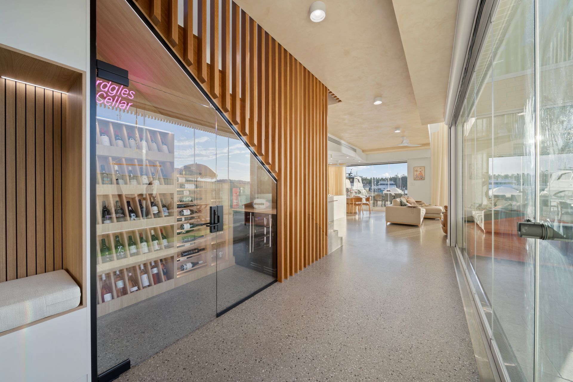 Modern Bright Hallway With Glass Storefront — Simon Bell Constructions in Alice River, QLD