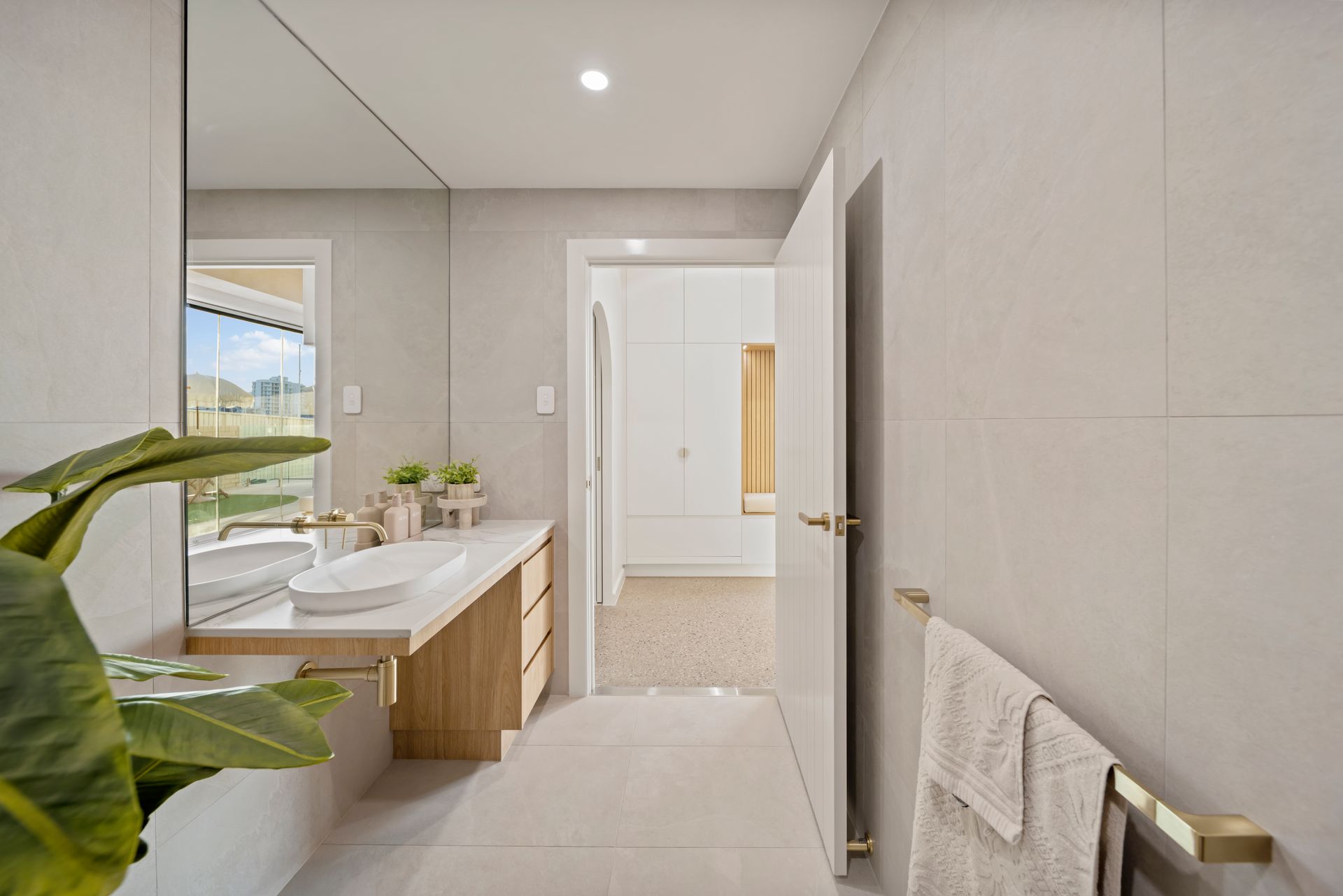 Bright Modern Bathroom With Double Vanity — Simon Bell Constructions in Alice River, QLD
