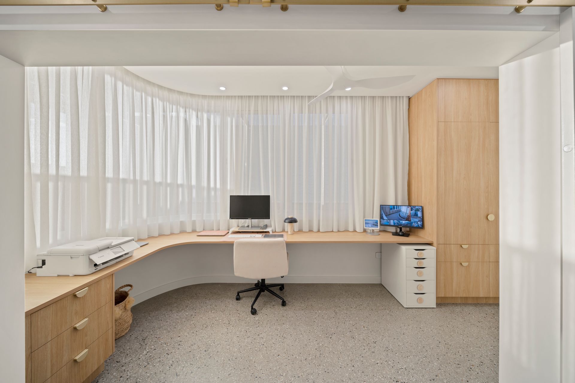 Minimalist Home Office With White Desk — Simon Bell Constructions in Alice River, QLD