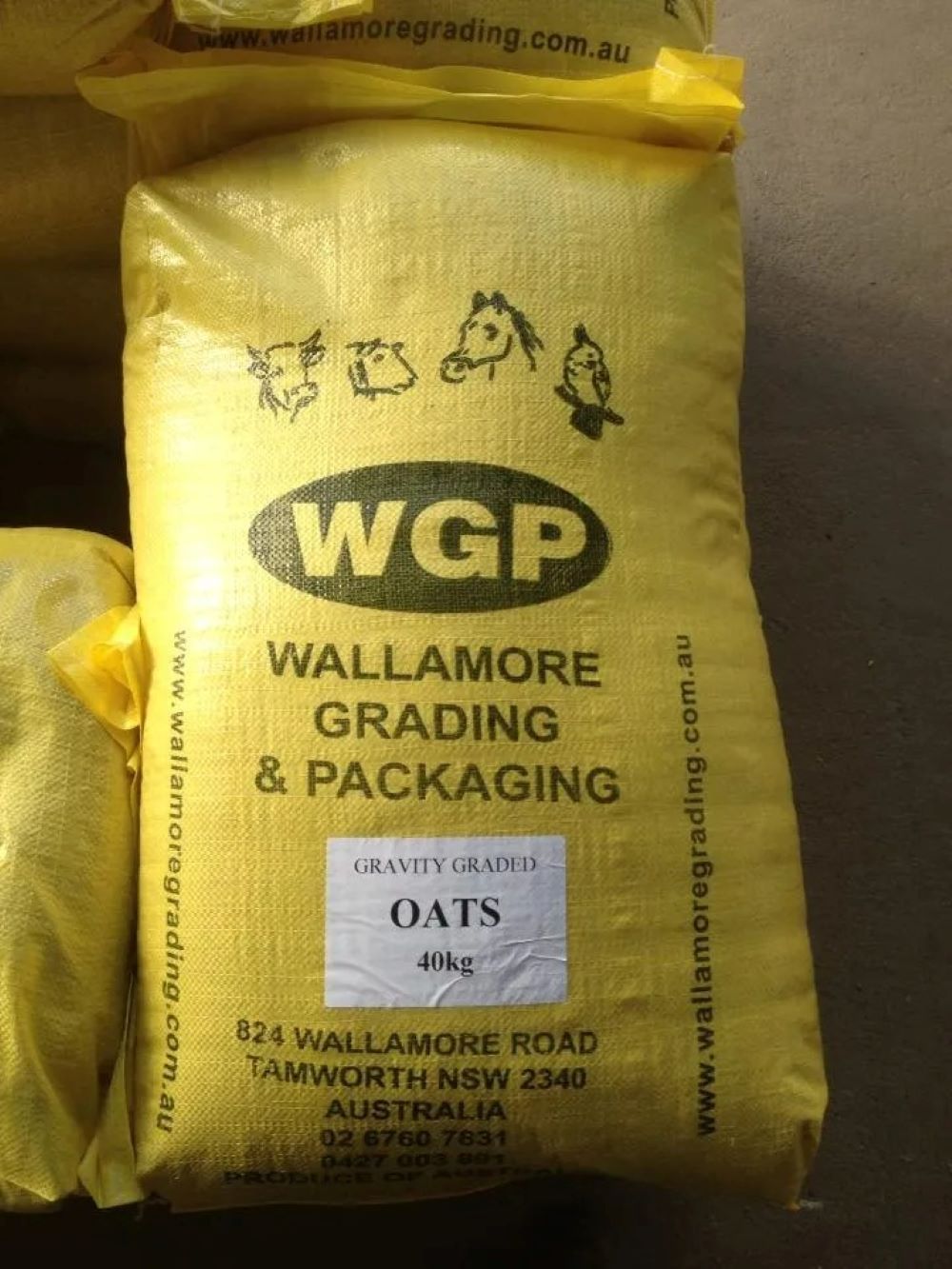 A Yellow Bag of Wallamore Grading and Packaging Oats — Wallamore Grain & Produce In Wallamore, NSW