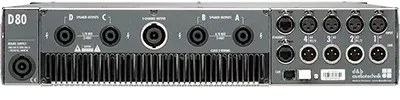 The back of an amplifier with the number d80 on it