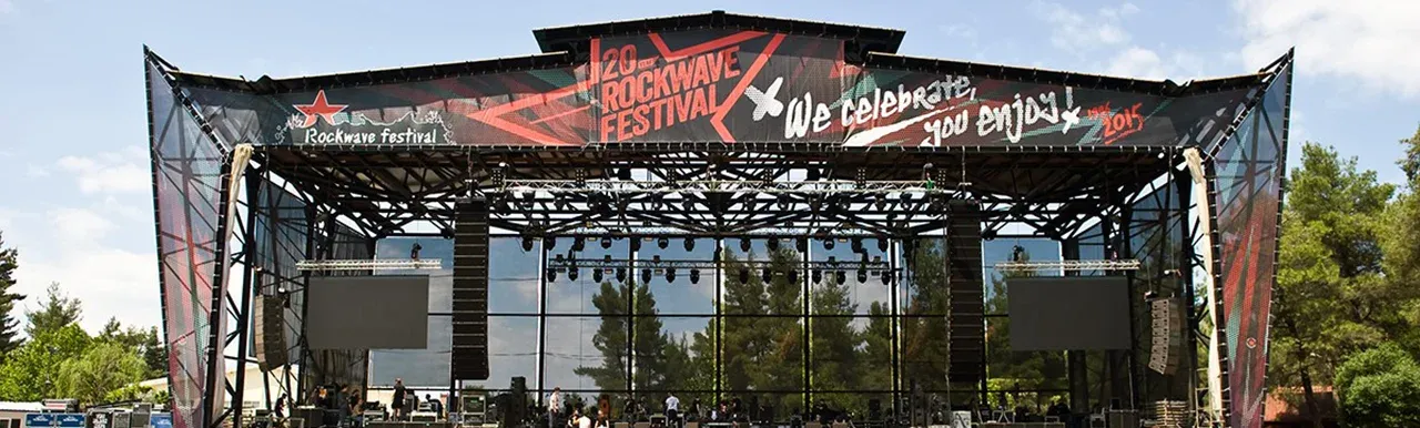 A large stage with a sign that says heavy metal festival