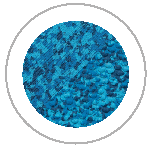 Blue textured pattern within a white and gray circle.