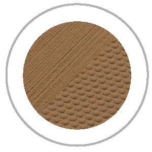 Circular brown textured pattern with diagonal lines and scaled detail, within a gray border.