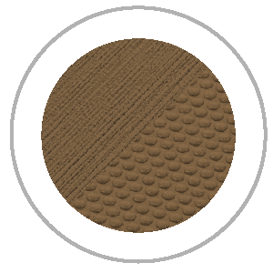 Brown textured circle with diagonal ribbed and scaled patterns, enclosed in a gray ring.