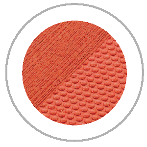 Orange blush compact with textured surfaces.