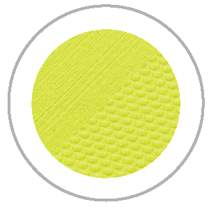 Lime green textured circle within a gray ring.