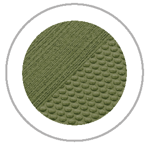 Green fabric swatch: diagonal textures, ribbed on the left, dotted on the right.