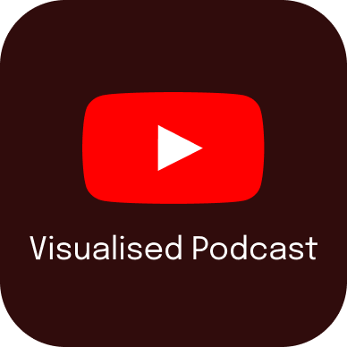 YouTube podcast logo: Red play button on red background, title 