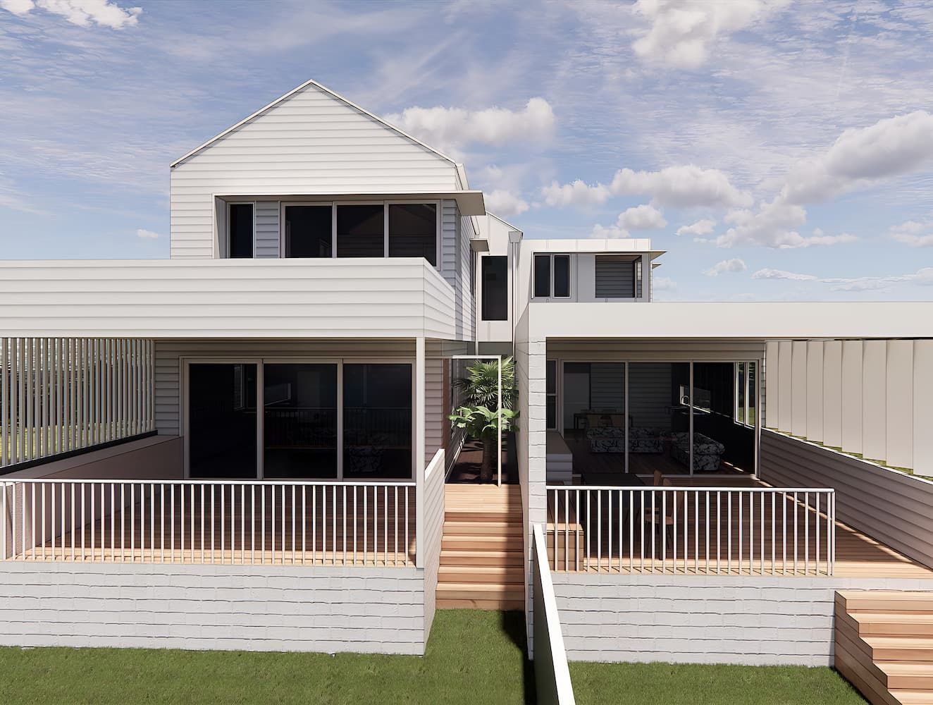 An Artist's Impression Of A House With A Balcony And Stairs — DeBu Studios In Shellharbour, NSW