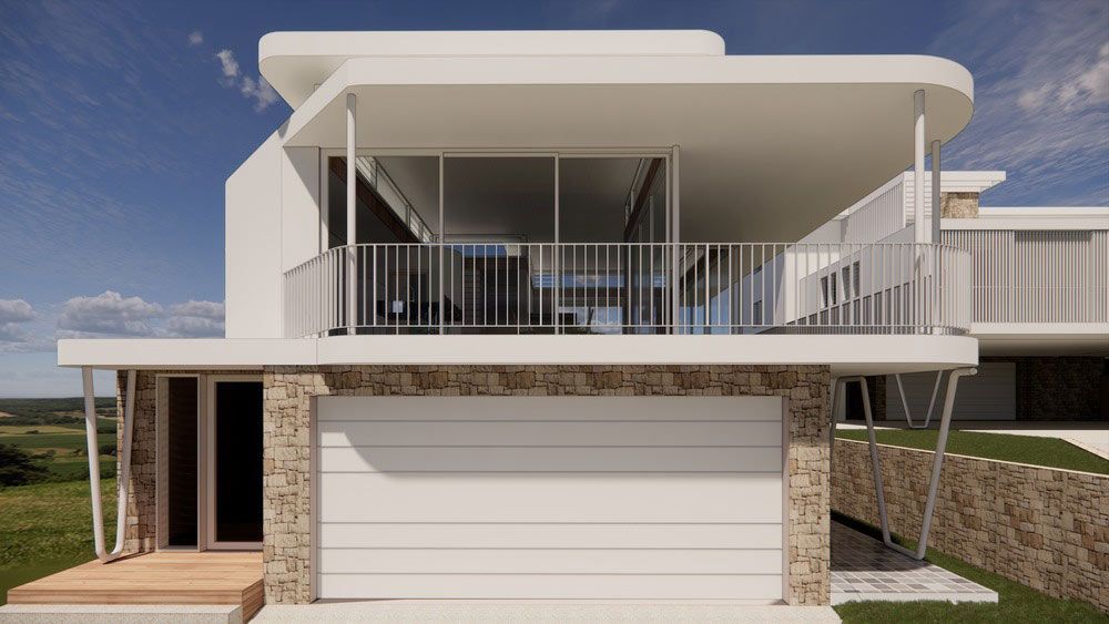 An Artist 's Impression of a Modern House With a Large Garage — DeBu Studios In Russell Vale, NSW