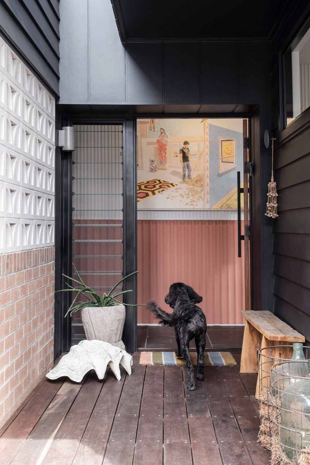 A Black Dog is Standing in the Doorway of a House — DeBu Studios In Russell Vale, NSW