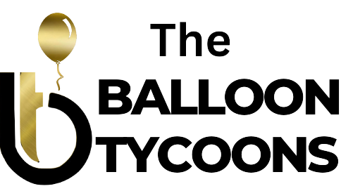 Logo reading “The Balloon Tycoons” with a gold balloon forming part of the letter design.
