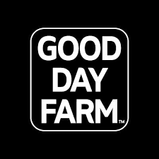 White “GOOD DAY FARM” logo on a black background in a rounded square.