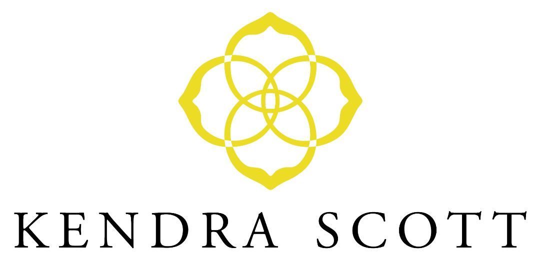 Kendra Scott logo with yellow floral emblem above black text