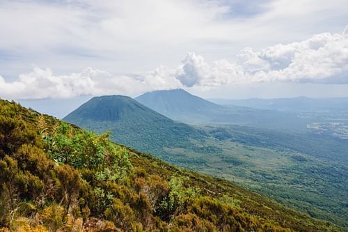 three Volcano mountains at the volcanoes national park