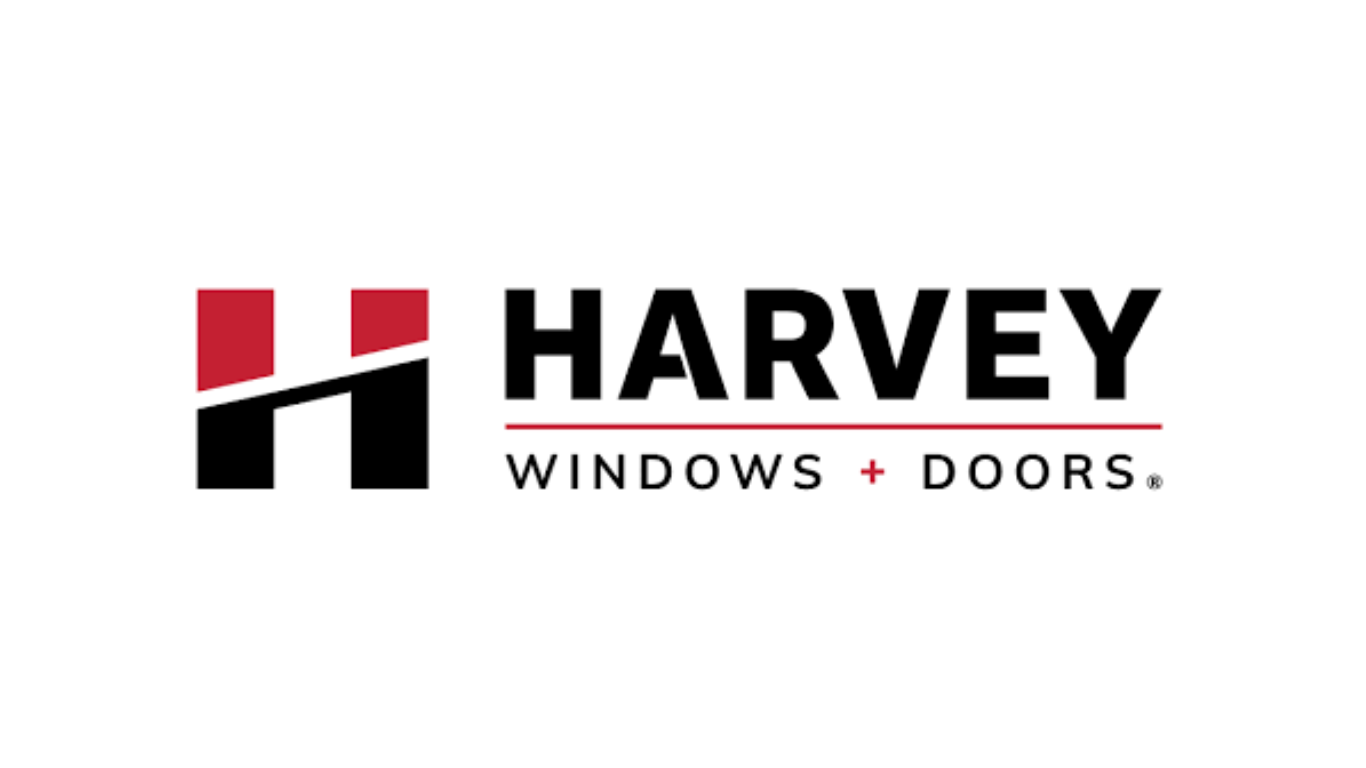 Harvey Windows + Doors logo: Red and black 