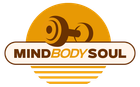 A logo for mindbody soul with a sunset in the background