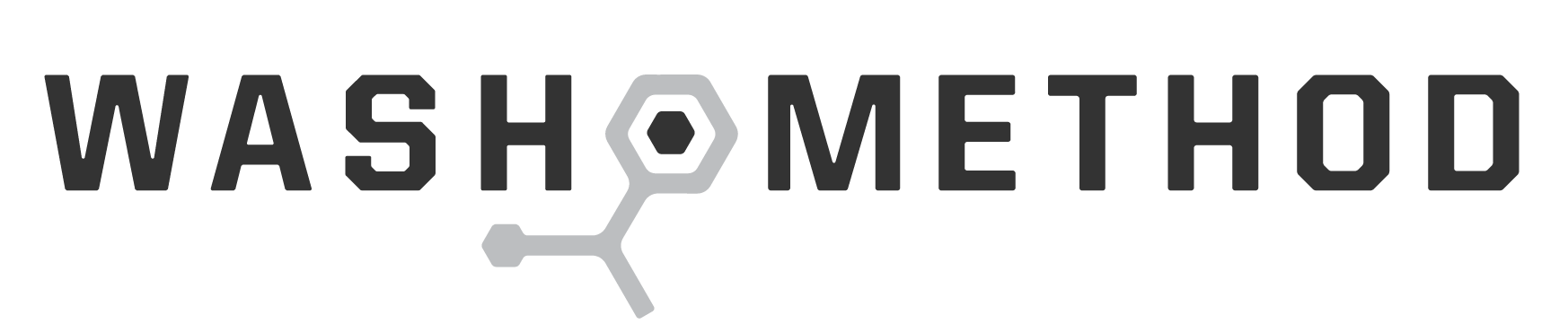 A black and white logo for a company called wash method