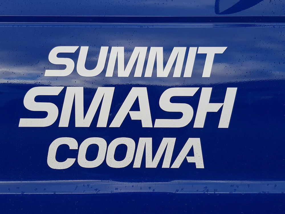 A Blue Van With The Words Summit Smash Cooma On It — Summit Smash In Polo Flat, NSW