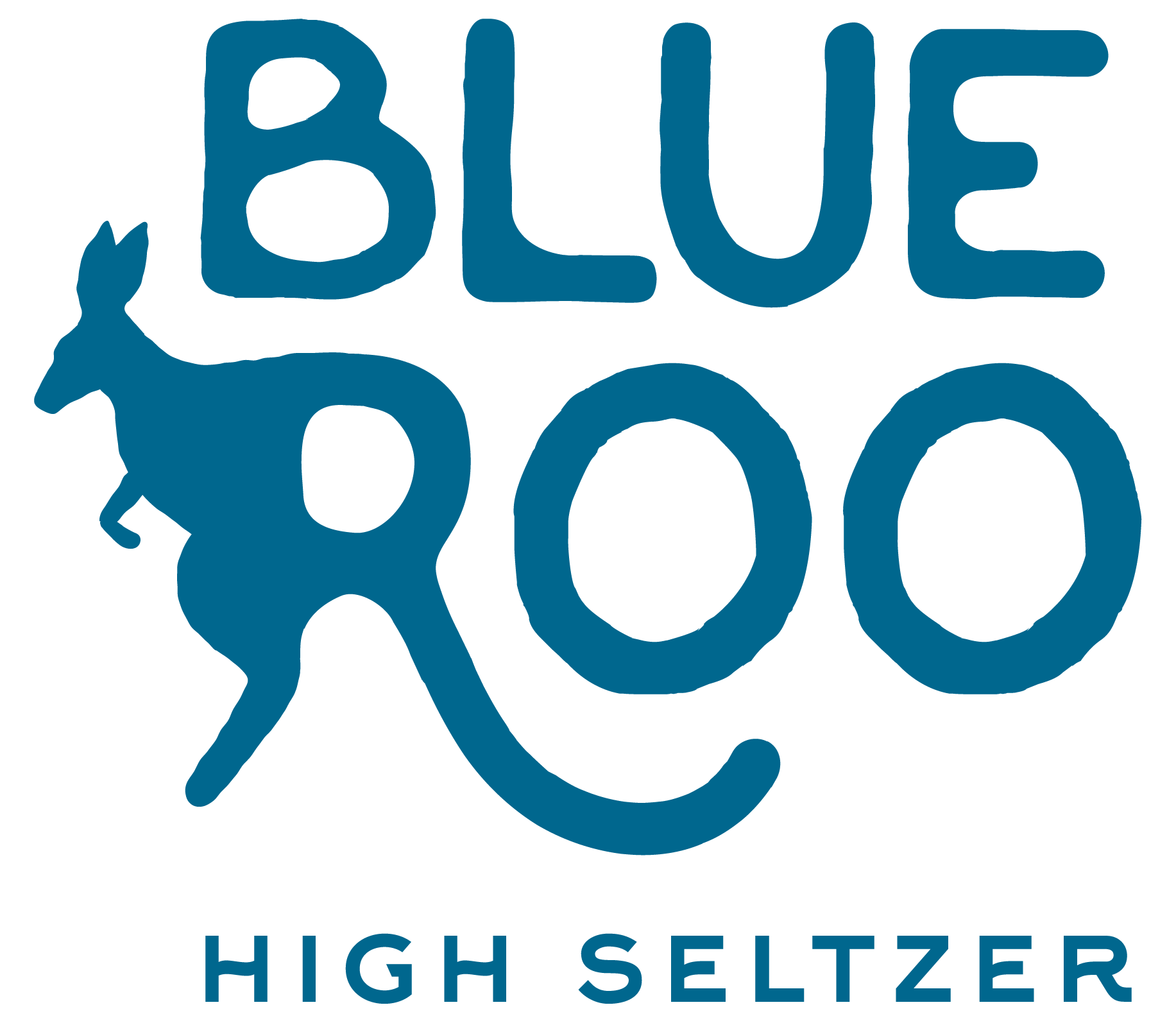 Blue Roo High Seltzer logo with a blue kangaroo and the word “BLUE” above “ROO”