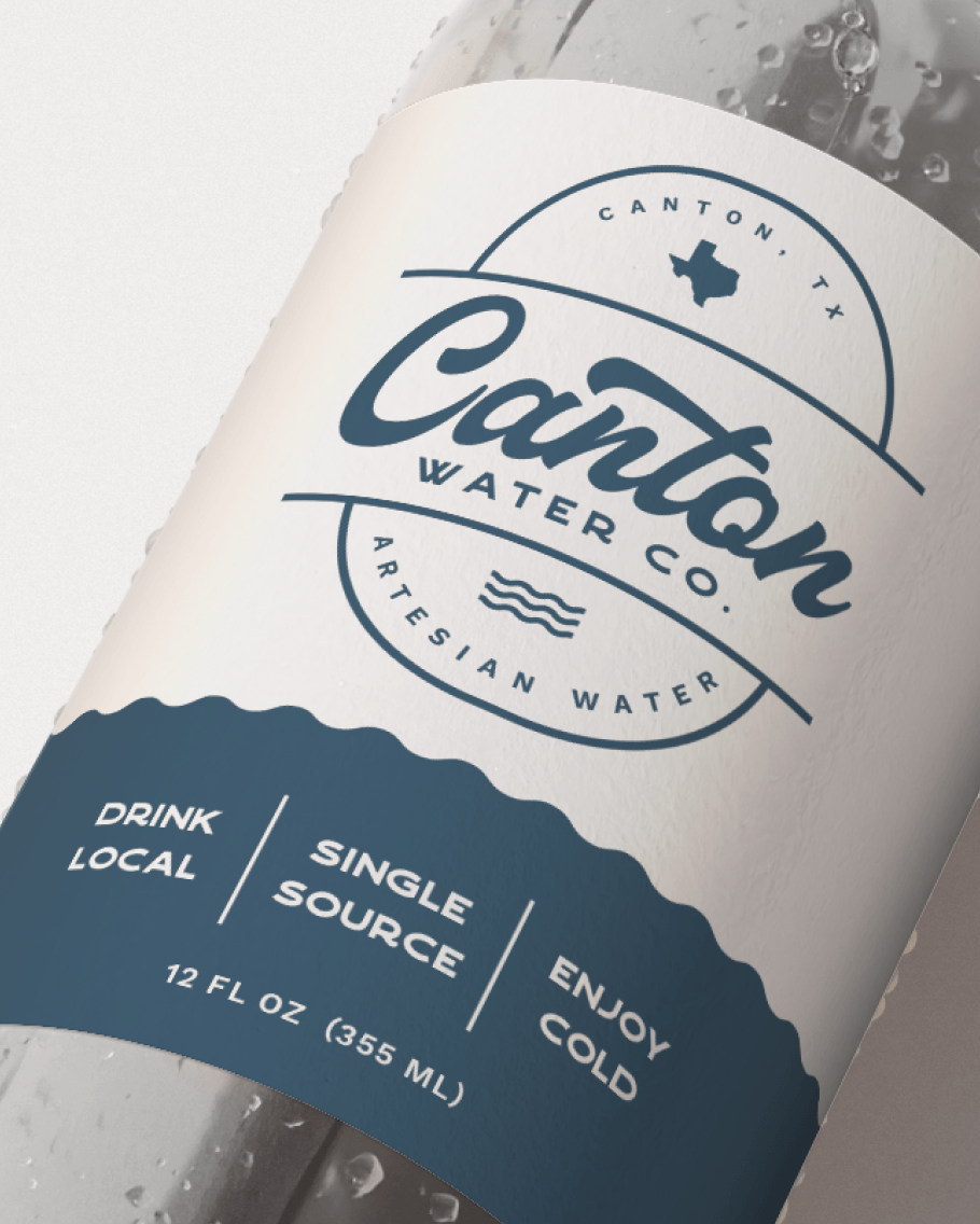 canton water bottle label design