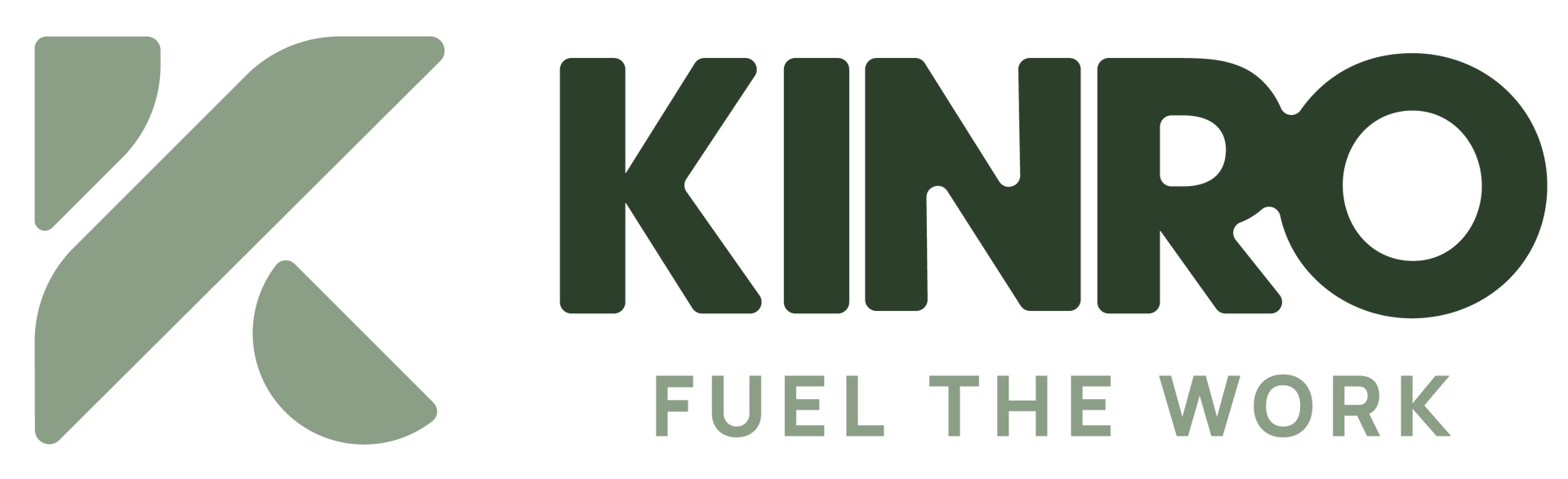 KINRO logo in dark green and sage, with the tagline “FUEL THE WORK” below.