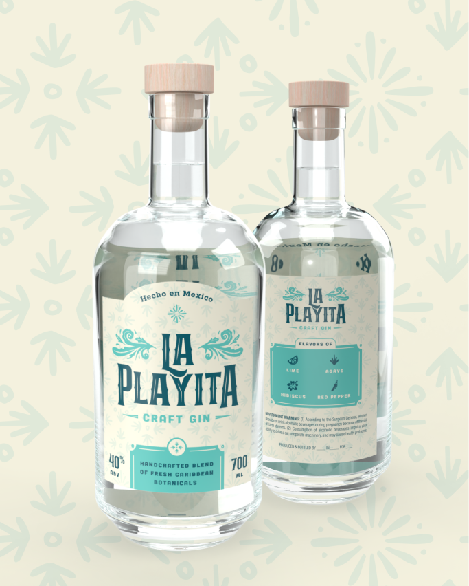 la playita gin label design concept