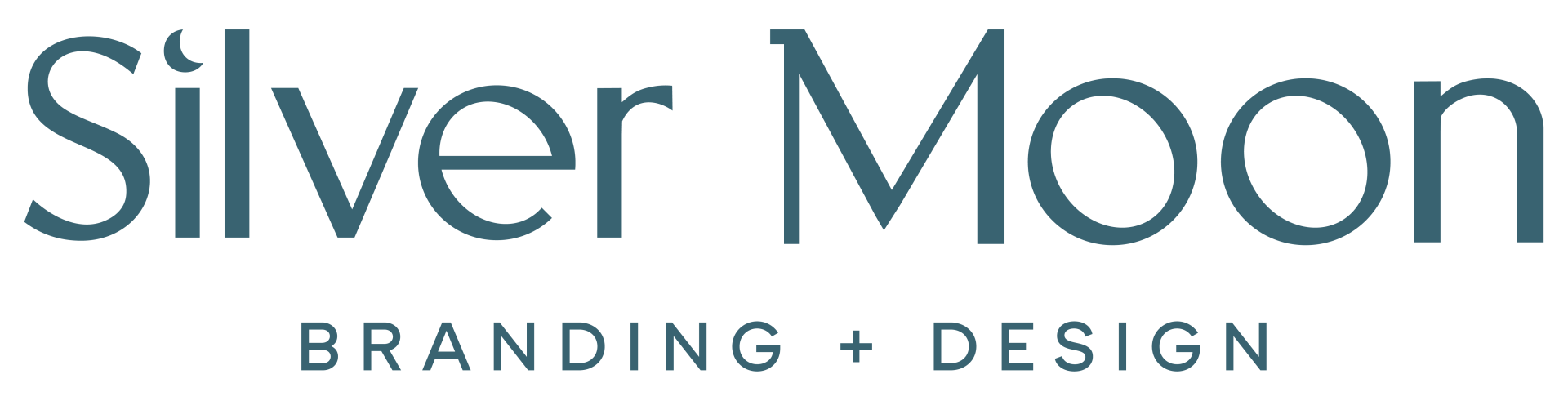Silver Moon Branding + Design logo with teal text and moon graphic