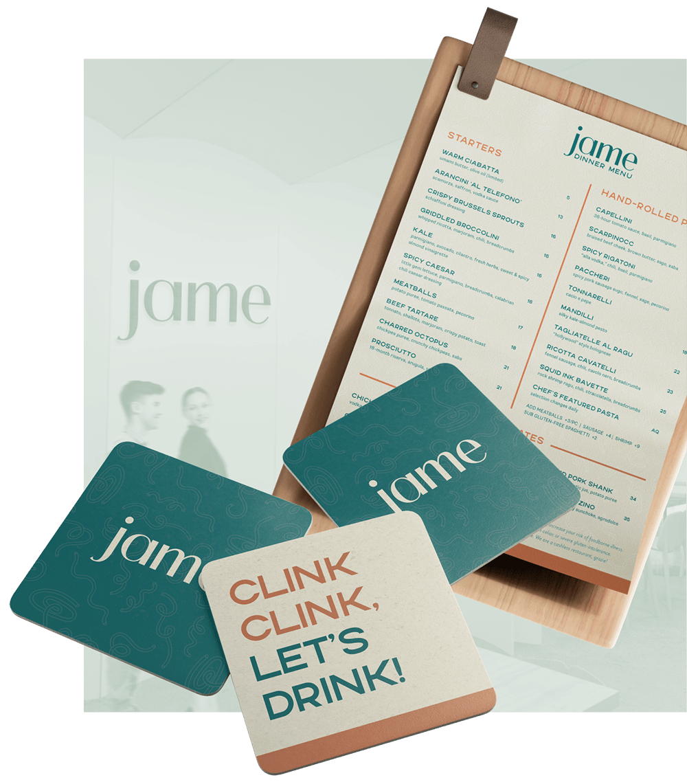 jame restaurant branding menu design
