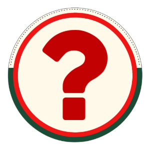 Red question mark inside a white circle with red and green border