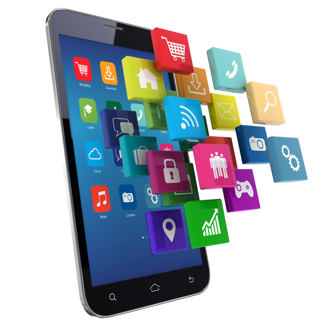 A cell phone with a bunch of apps on it