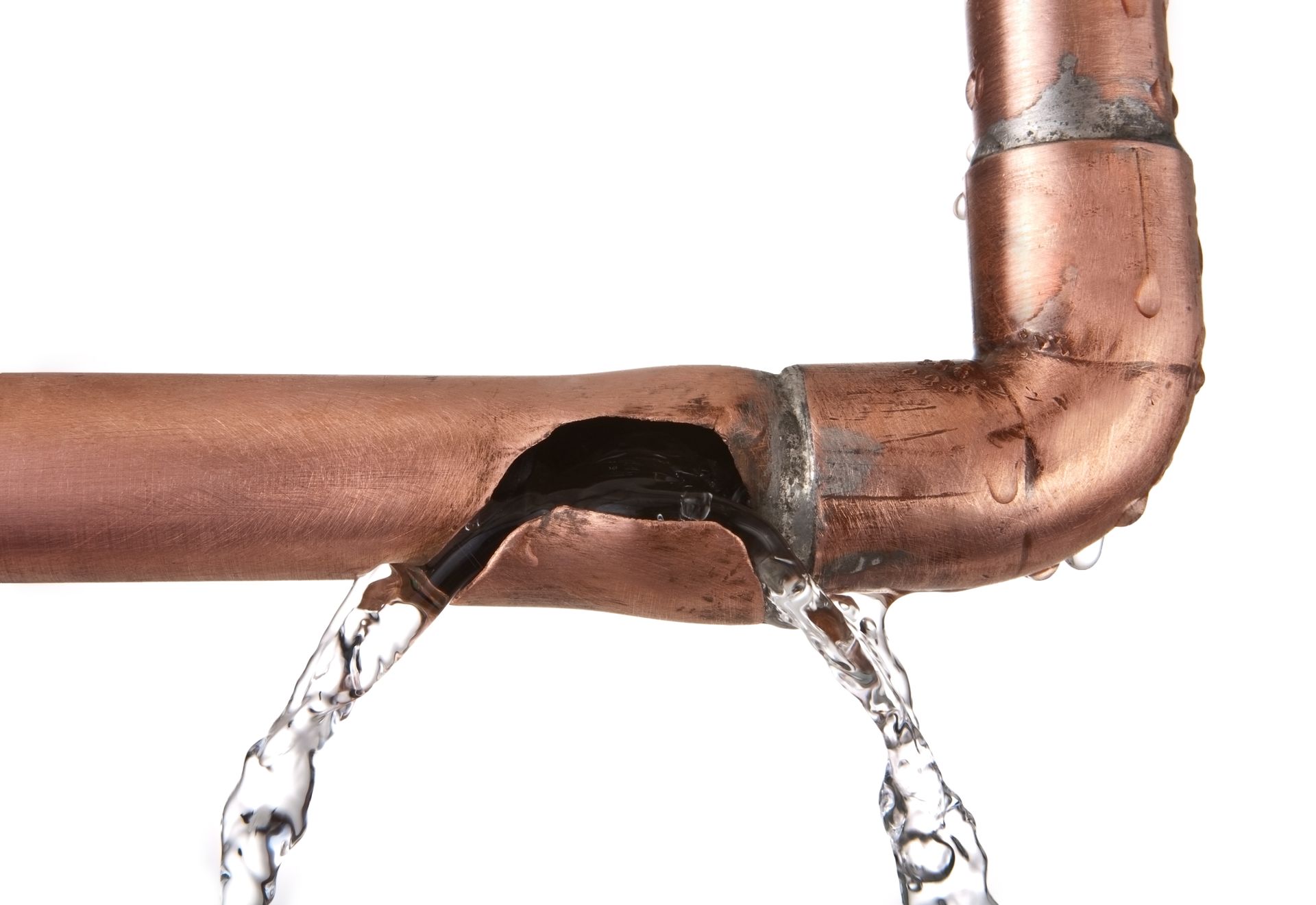 Plumbers working on pipes under sink — Riverside County, CA — Honor Plumbing Co.