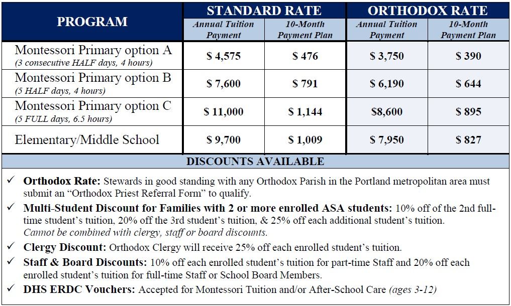Tuition Policy » Agia Sophia Academy
