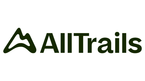 AllTrails logo with dark green mountain icon and wordmark on white background