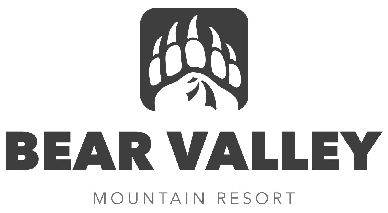 Bear Valley Mountain Resort logo with bear paw icon in black and white