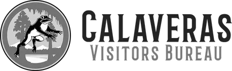 Calaveras Visitors Bureau logo with a forest silhouette in a circular emblem and bold text