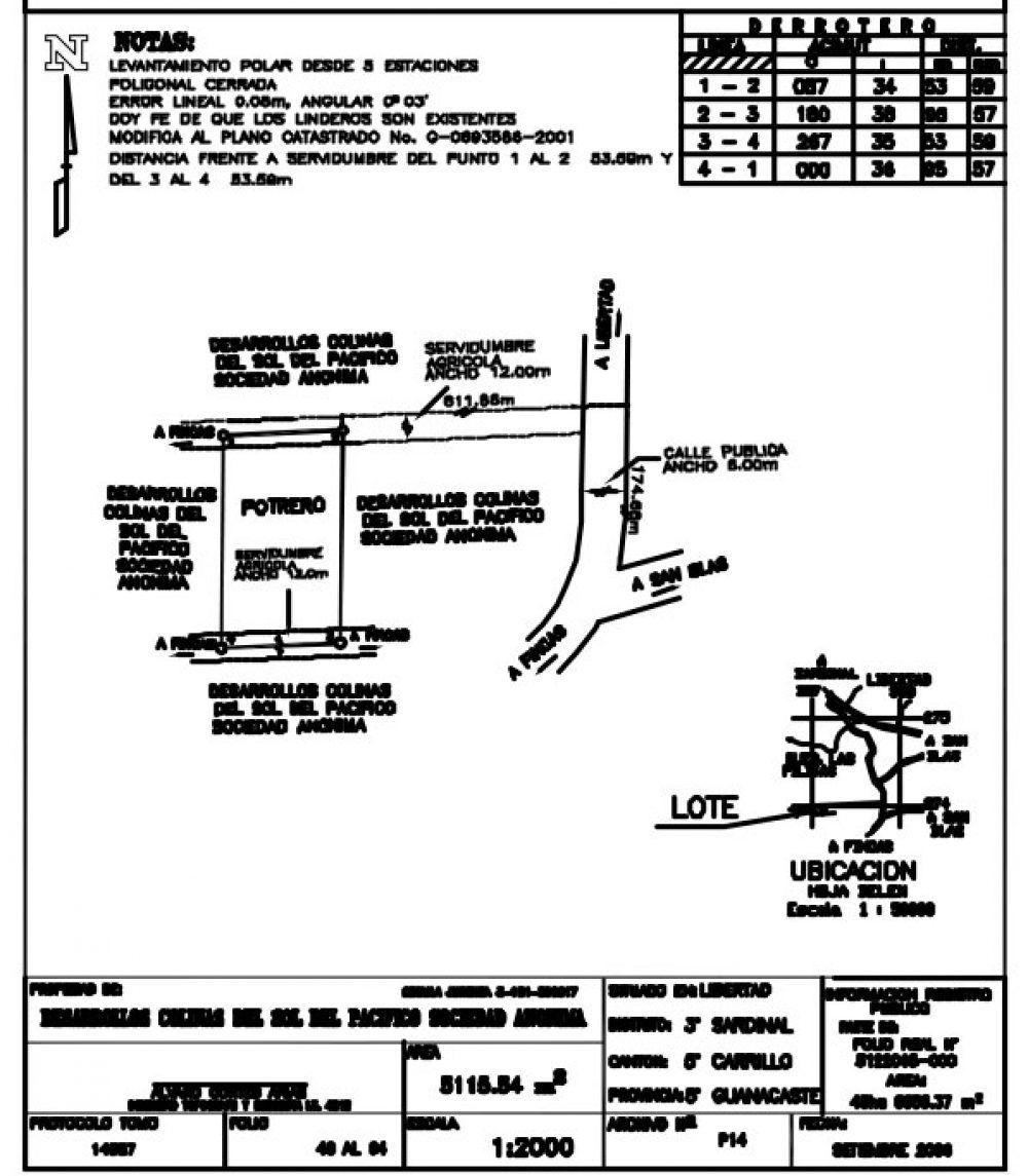 Survey plan with property details, map, and lot location. Includes text boxes and measurements.