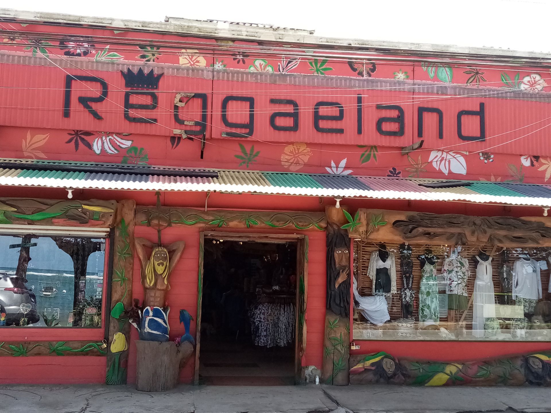 Red storefront with 