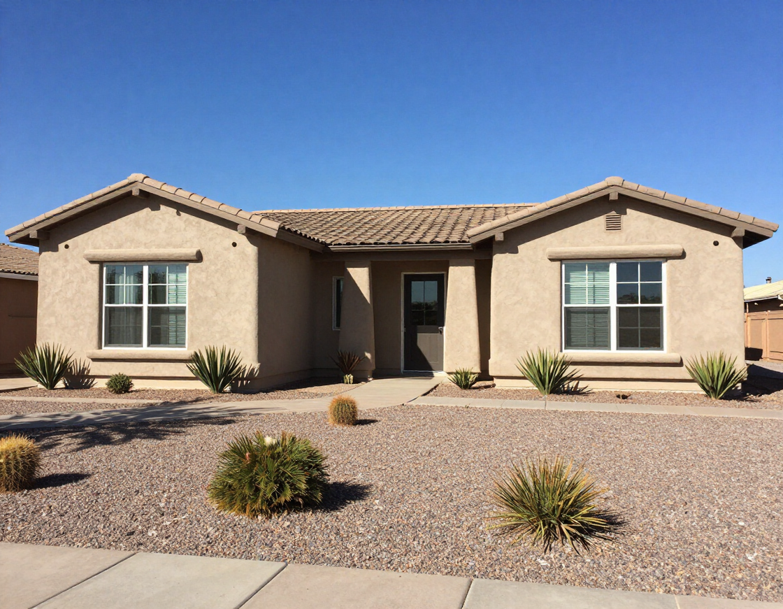 Restored Arizona home with fresh paint and clean surroundings after remediation