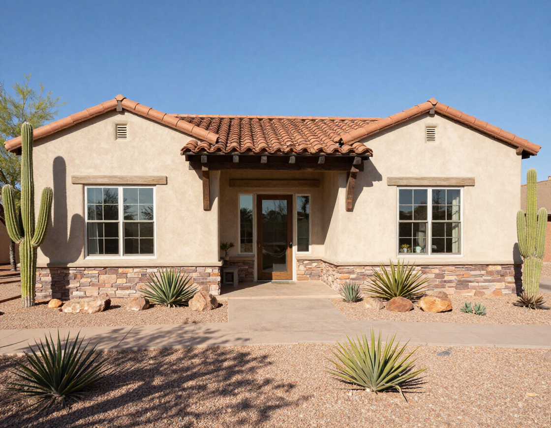 Completed detached guest casita with stucco exterior and tile roof