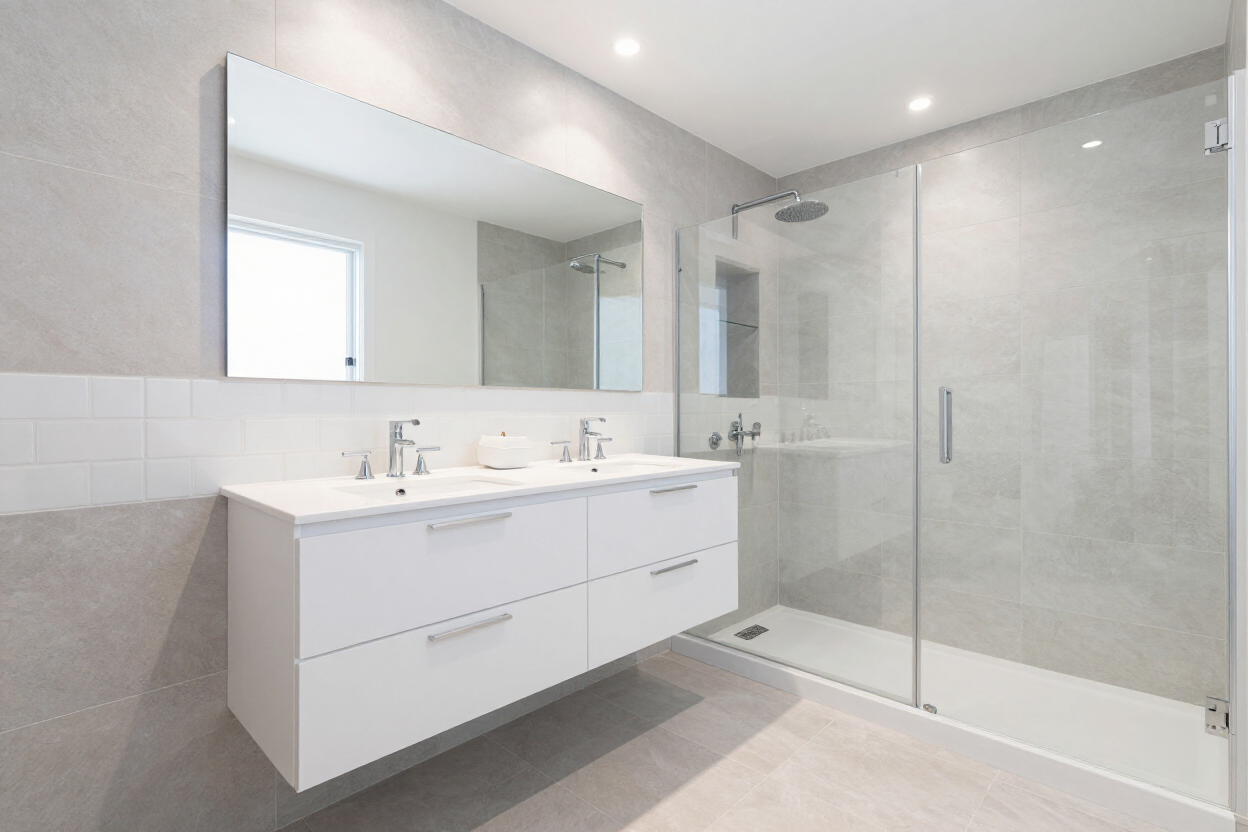 Newly remodeled bathroom with modern finishes