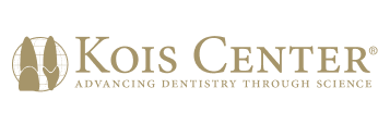 Logo for the Kois Center, a dentistry organization, with a tooth icon and the tagline