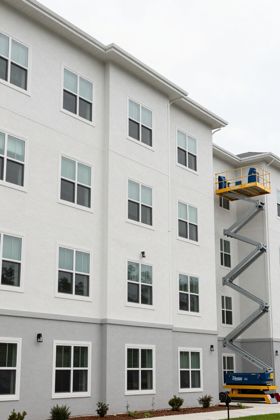 Mid-renovation apartment complex in Georgia showing active value-add improvements